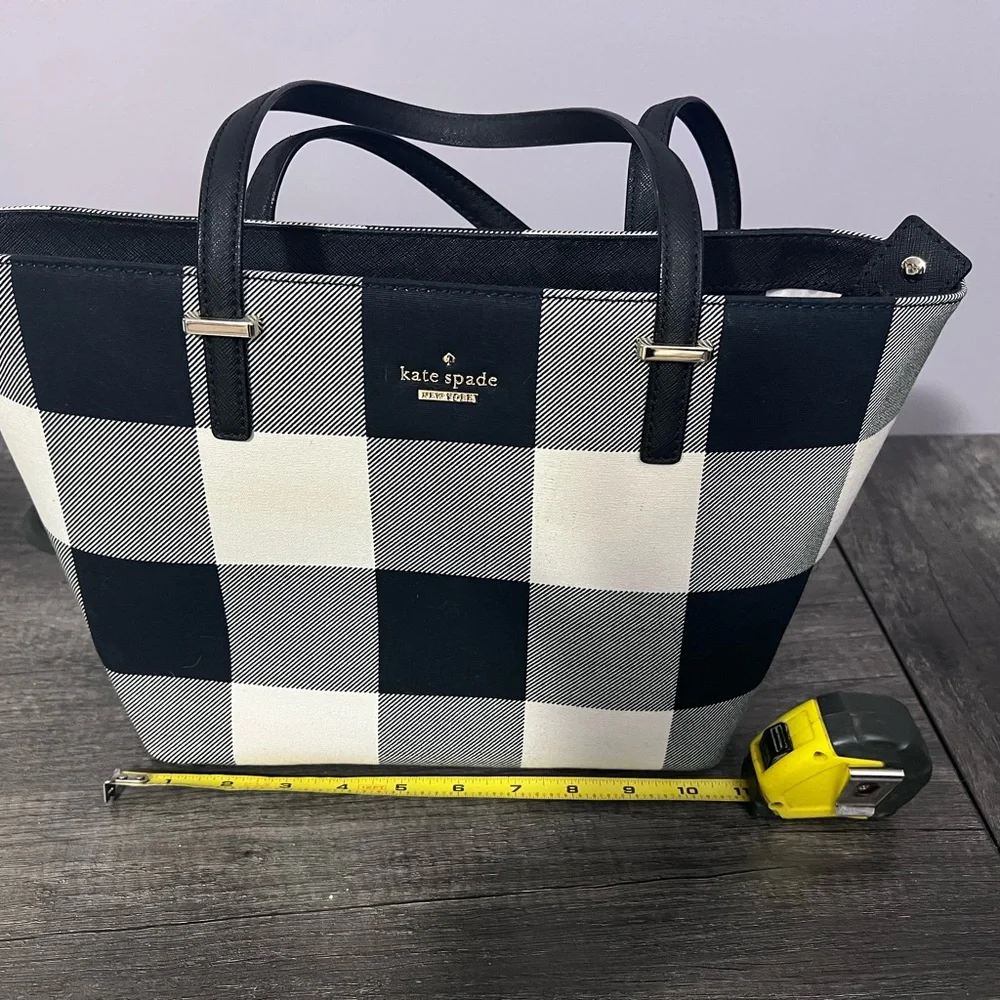 Kate Spade Black and White Plaid Tote - Picture 1 of 3